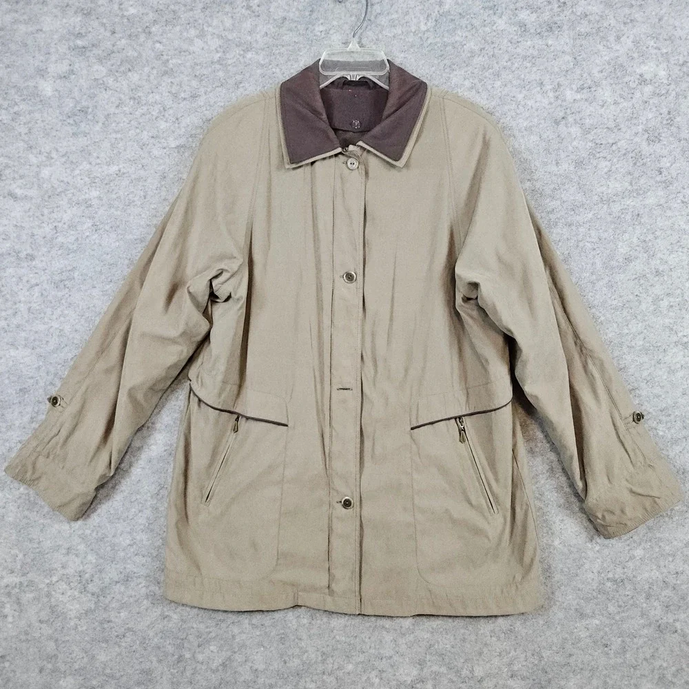 Weather Tamer Men's Light Brown Zip/Button Up Overcoat Jacket Size L Lined FLAWS